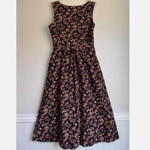 Vintage Charter Club Corduroy Floral Midi Dress Prairie Cottagecore - Picture 2 of 10